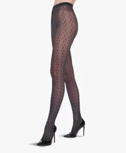 Wolford Jacquard Stippen Panty - Zwart