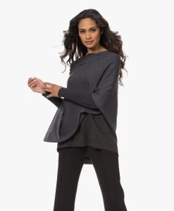 Sibin/Linnebjerg Paris Merino Poncho - Antraciet