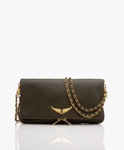 Zadig & Voltaire Rock Grained Leren Schoudertas/Clutch - Military