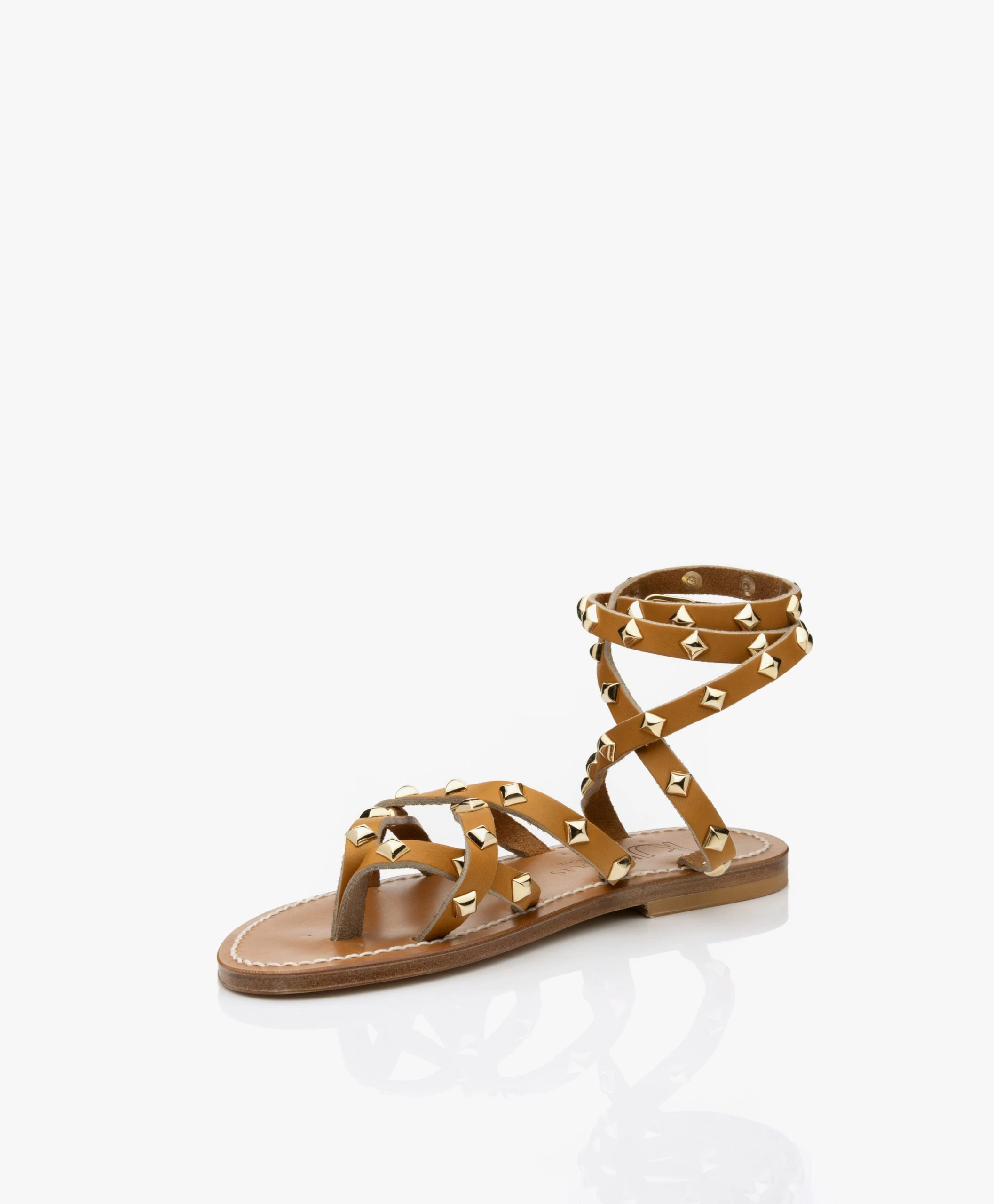 K. Jacques St. Tropez Zenobiepyr Leren Stud Sandalen - Camel 9 K. Jacques St. Tropez Zenobiepyr Leren Stud Sandalen - Camel - Afbeelding 7