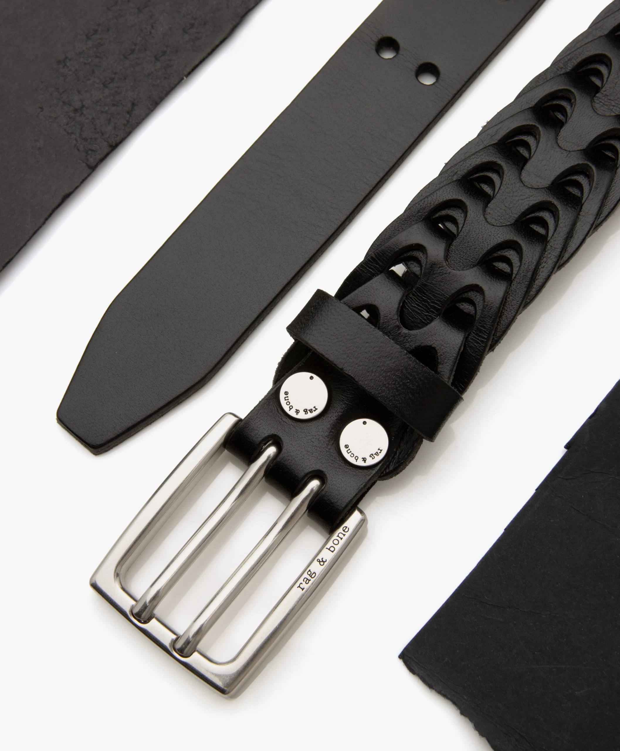 Rag & Bone Mini Gevlochten Leren Riem - Zwart 6 Rag & Bone Mini Gevlochten Leren Riem - Zwart - Afbeelding 4