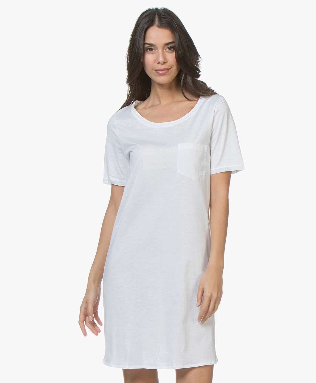 Hanro Cotton Deluxe Jersey Nachthemd - Wit 4 Hanro Cotton Deluxe Jersey Nachthemd - Wit - Afbeelding 2