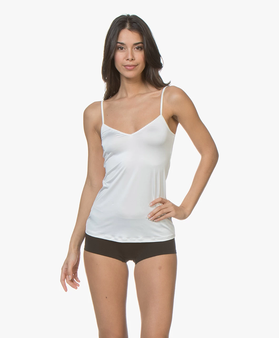 Hanro Satin Deluxe Spaghetti Top - Off-White 3 Hanro Satin Deluxe Spaghetti Top - Off-White