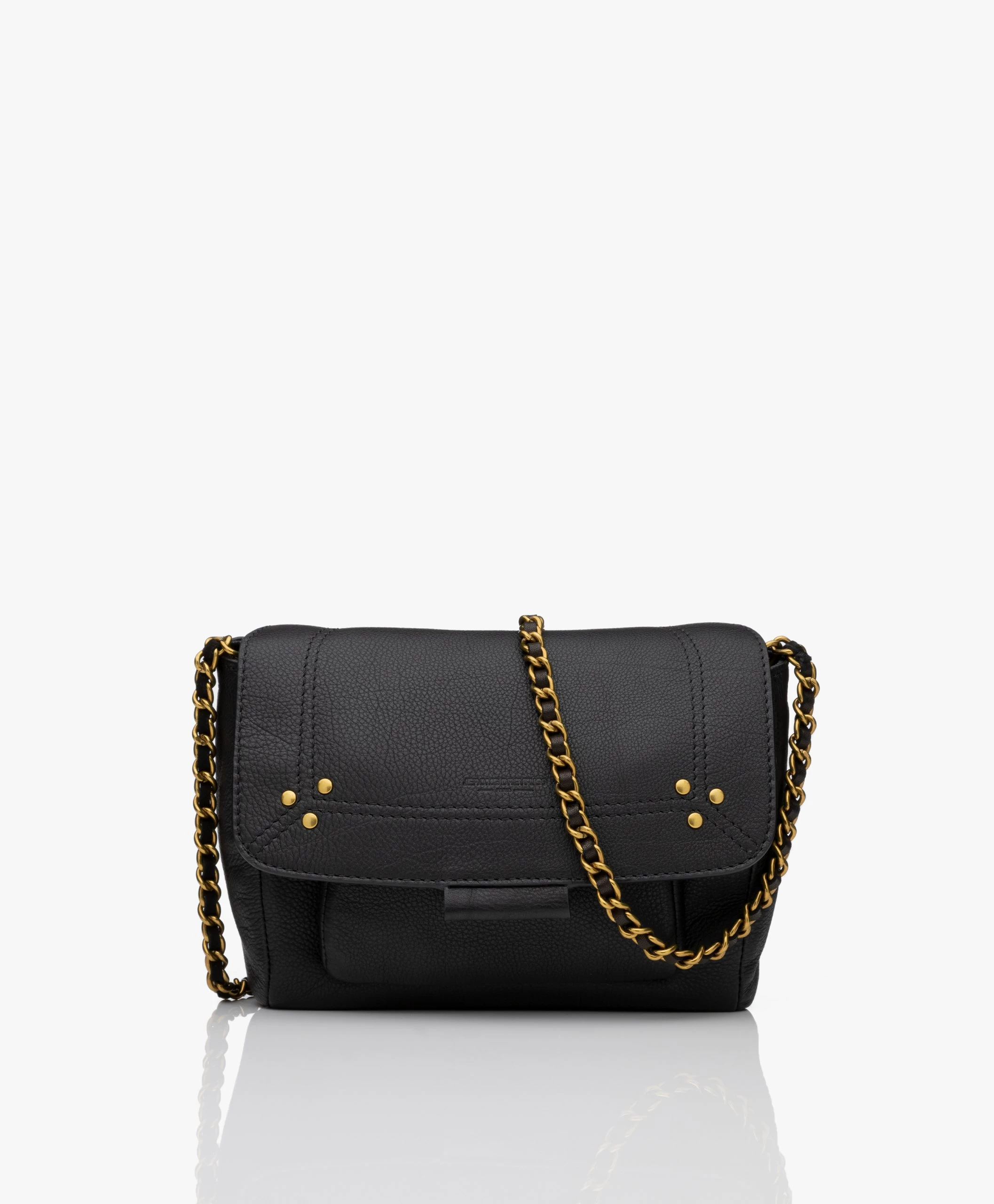 Jérôme Dreyfuss Jerome Dreyfuss Lulu S Leren Schouder/Cross-Body Tas - Zwart/Vintage Goud 3 Jérôme Dreyfuss Jerome Dreyfuss Lulu S Leren Schouder/Cross-Body Tas - Zwart/Vintage Goud