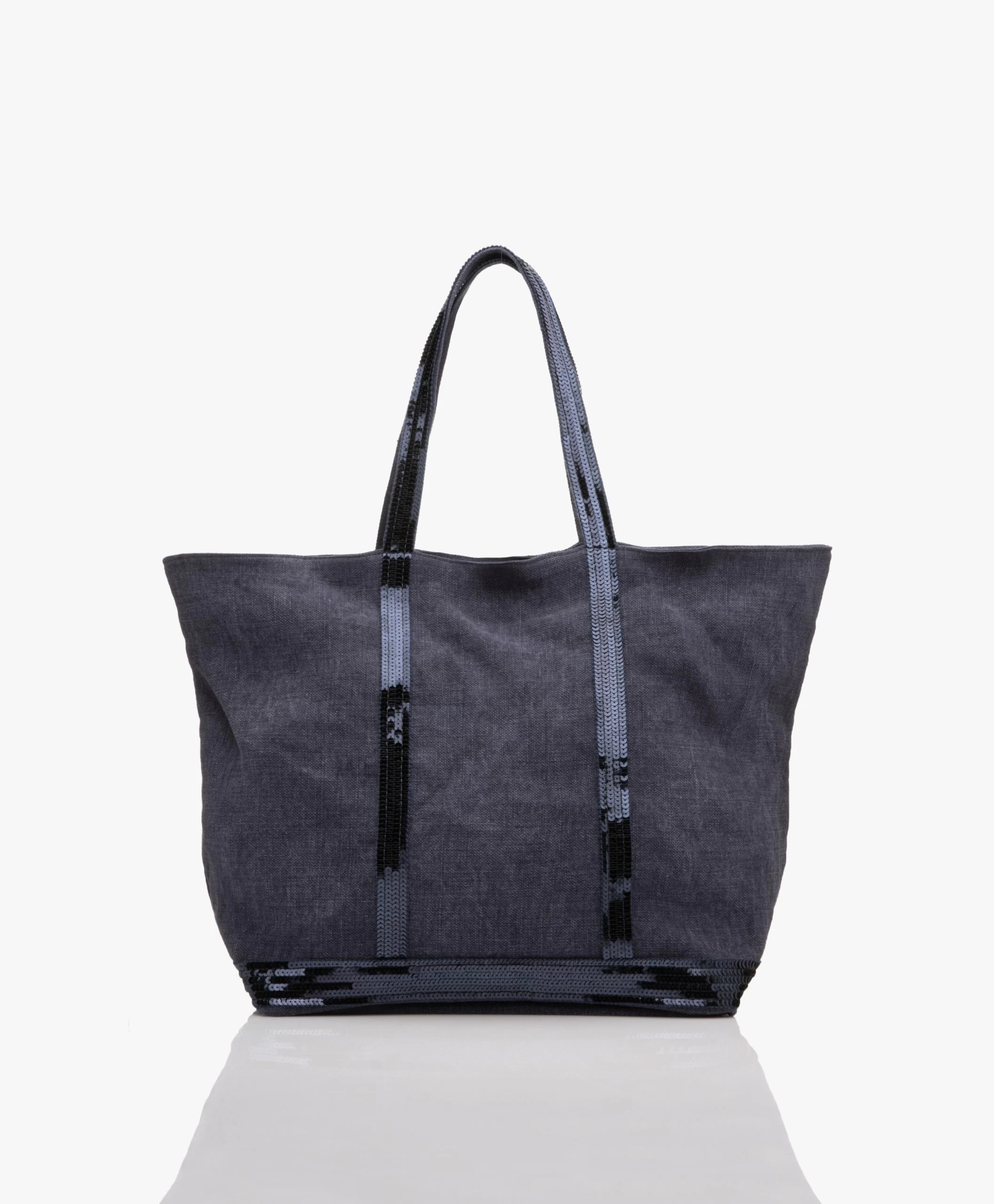 Vanessa Bruno Grote Linnen Shopper Met Rits - Denim 3 Vanessa Bruno Grote Linnen Shopper Met Rits - Denim