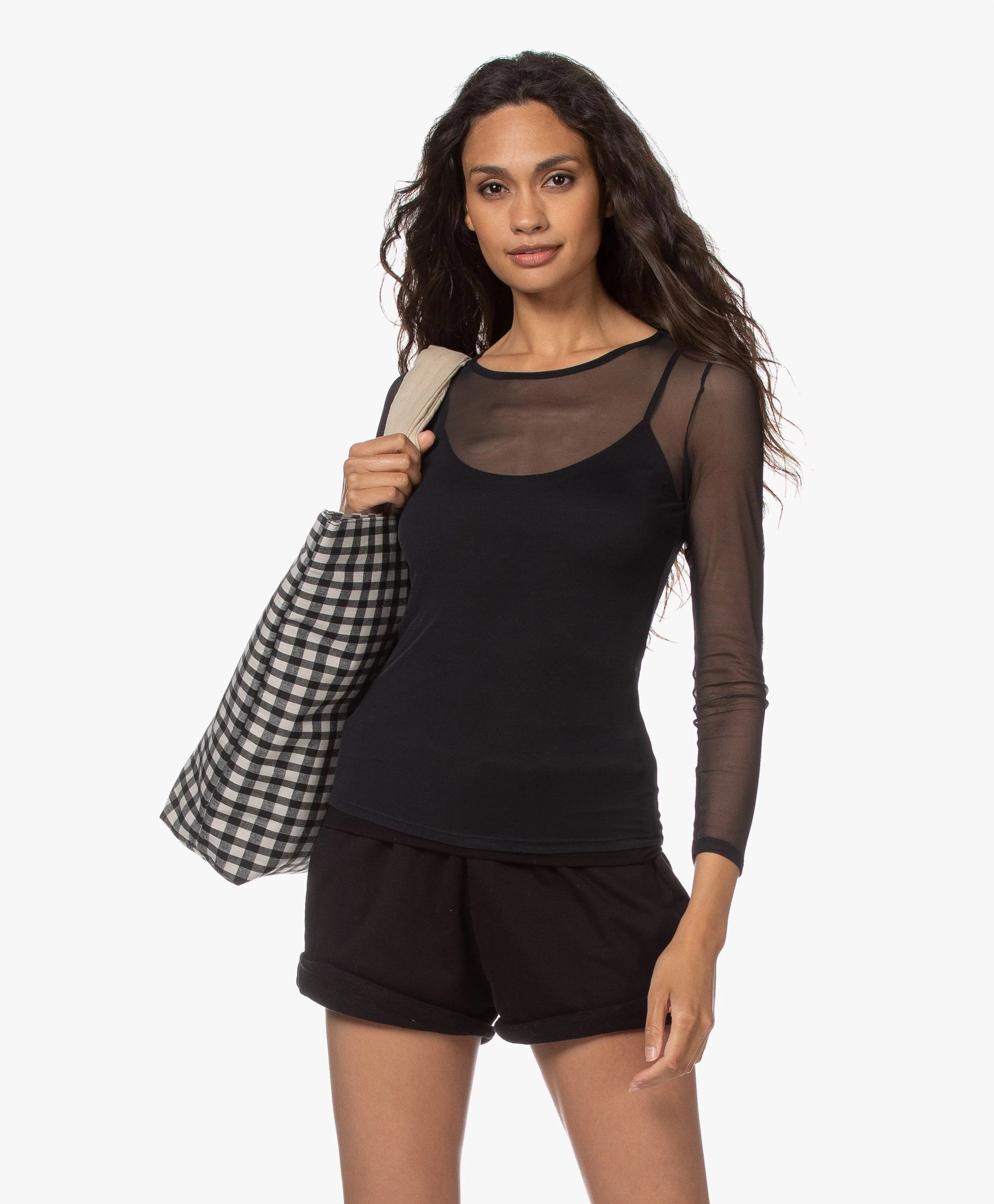 Monk & Anna Baya Geruite Shopper - Zwart/Wit 9 Monk & Anna Baya Geruite Shopper - Zwart/Wit - Afbeelding 7