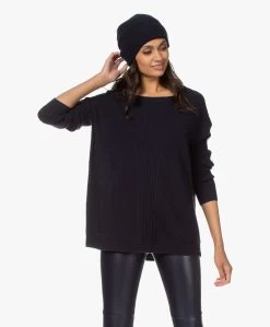 Repeat Ribgebreide Muts In Biologisch Cashmere - Navy
