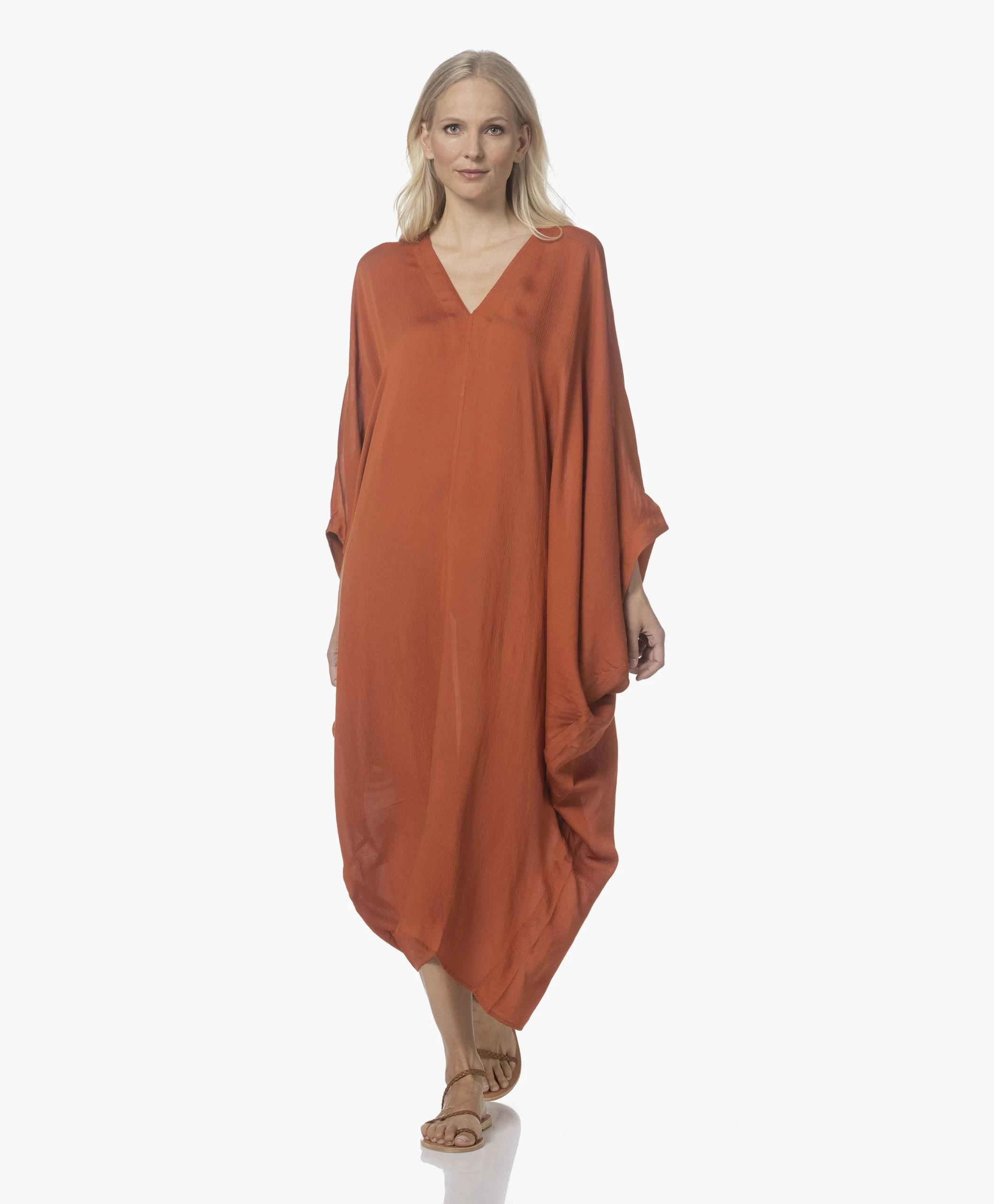 Su Paris Palma Batwing Sleeve Viscosemix Kaftan - Brick 3 Su Paris Palma Batwing Sleeve Viscosemix Kaftan - Brick