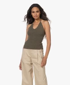 Extreme Cashmere N°230 Costa Cashmeremix Halternek Top - Laurier