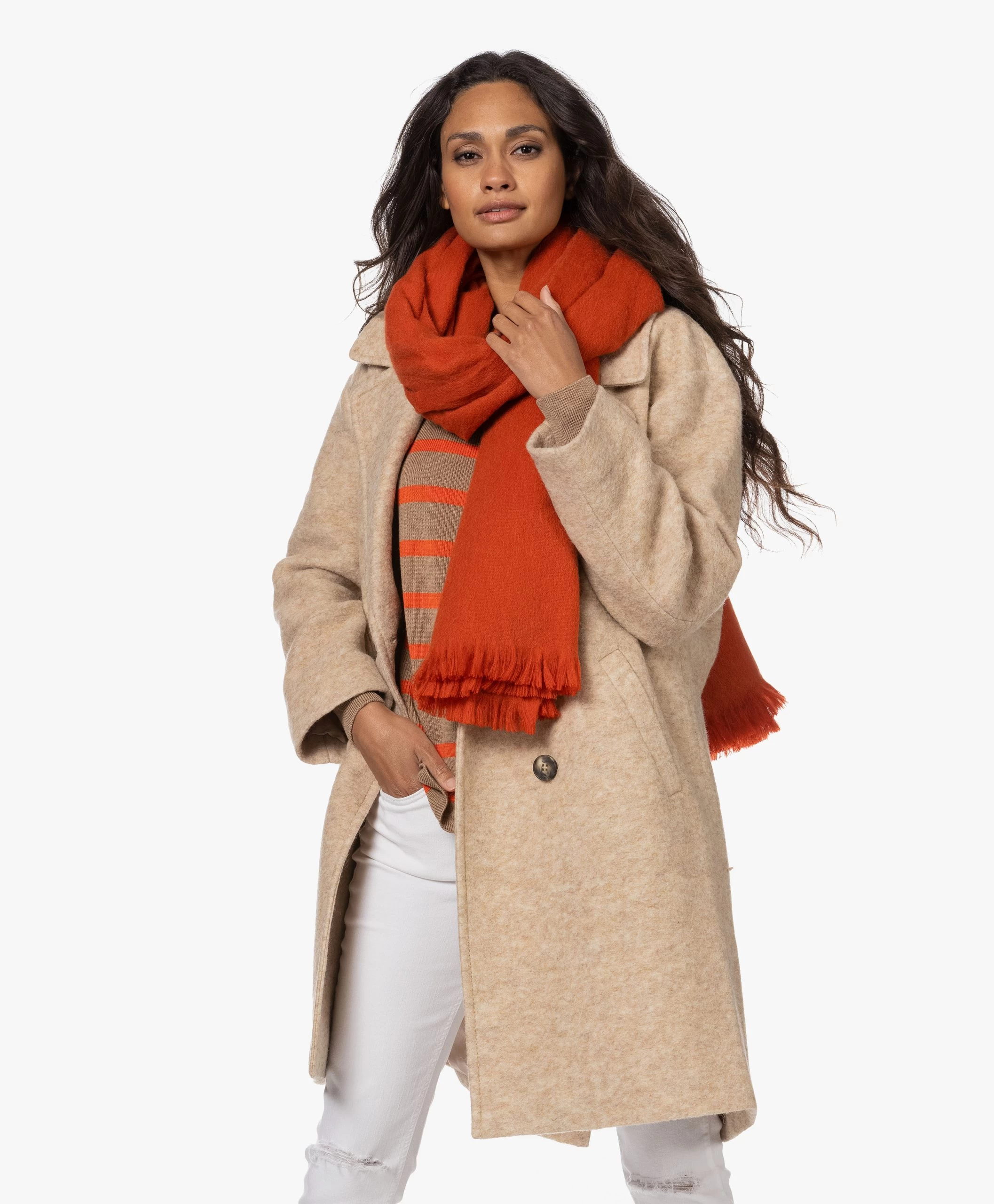 Alpaca Loca Handgemaakte Uni Sjaal In Alpaca - Steenrood 3 Alpaca Loca Handgemaakte Uni Sjaal In Alpaca - Steenrood