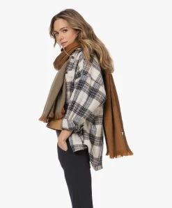 Alpaca Loca Handgemaakte Alpaca Two-Tone Sjaal - Camel/Cigar Brown