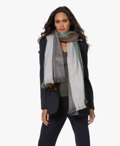 Alpaca Loca Handgemaakte Alpaca Gestreepte Sjaal - Bruin/Mint/Grijs