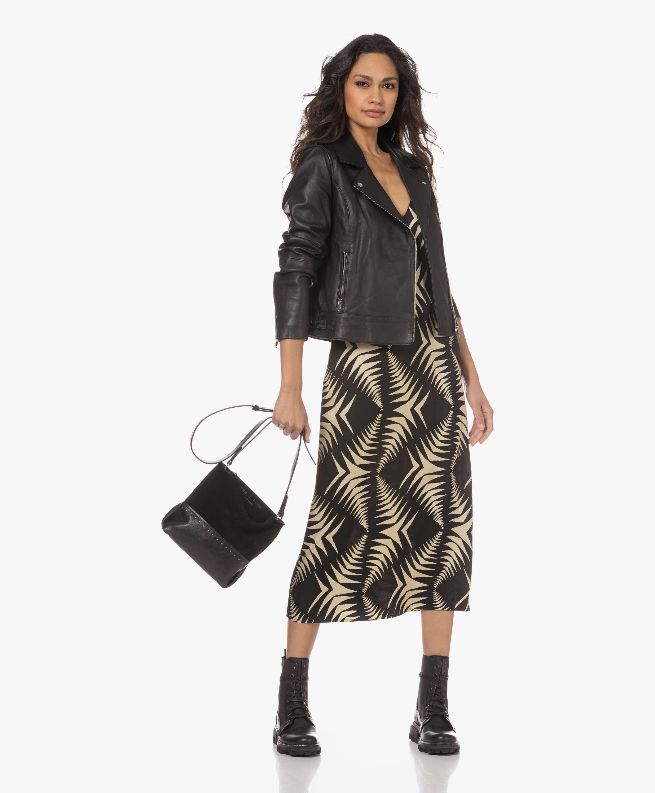 Rag & Bone Shiloh Leren Veterlaarzen - Zwart 4 Rag & Bone Shiloh Leren Veterlaarzen - Zwart - Afbeelding 2