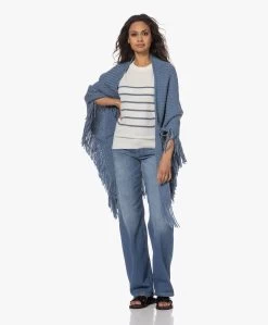 Manos Del Uruguay Merino Wolmix Poncho - Denimblauw