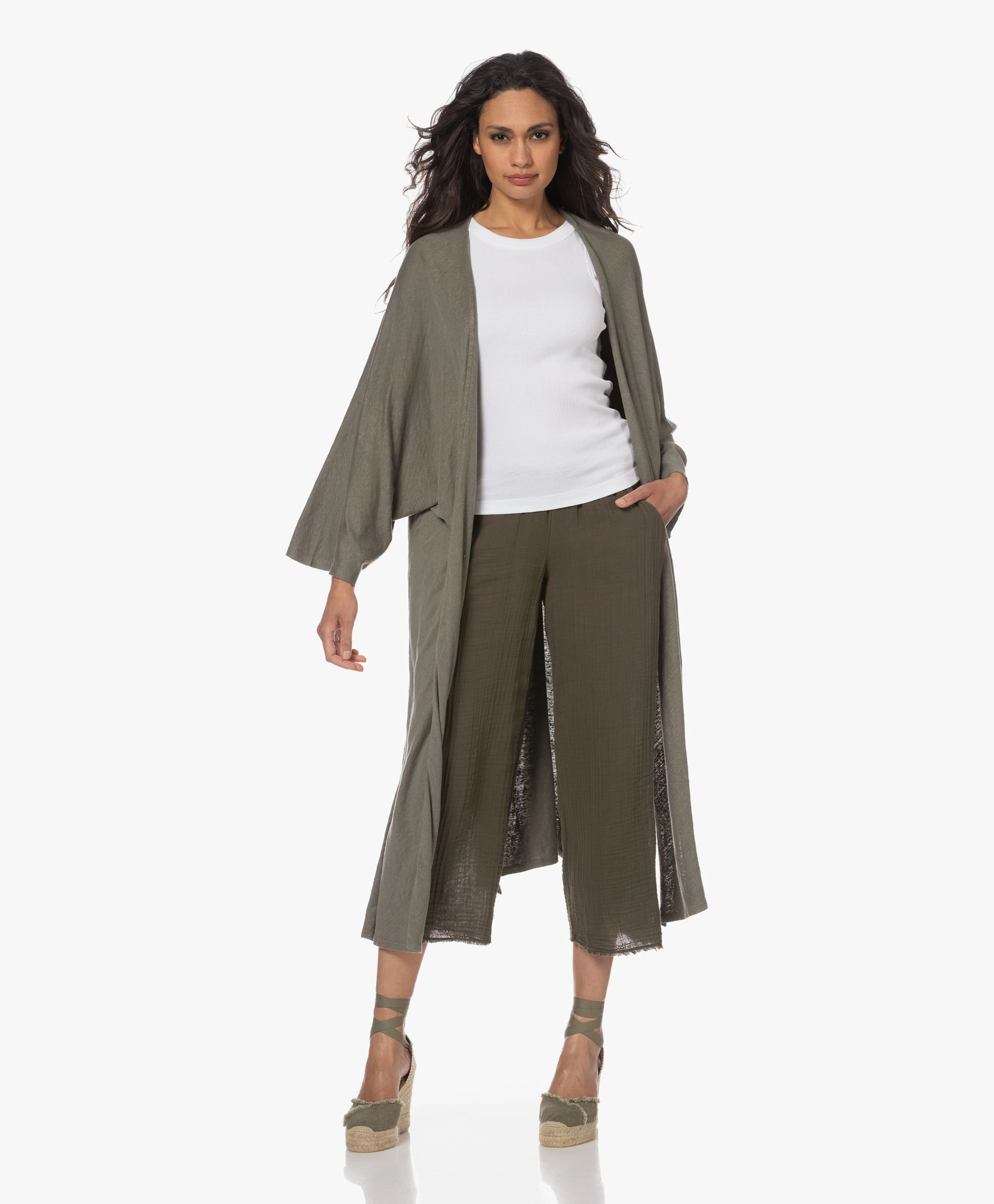 Castañer Clarina Raw Edge Sleehak Espadrilles - Olive 4 Castañer Clarina Raw Edge Sleehak Espadrilles - Olive - Afbeelding 2