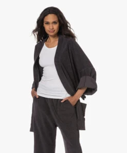 Speezys Amsterdam Badstof Jersey Kimono Jasje - Jet Black