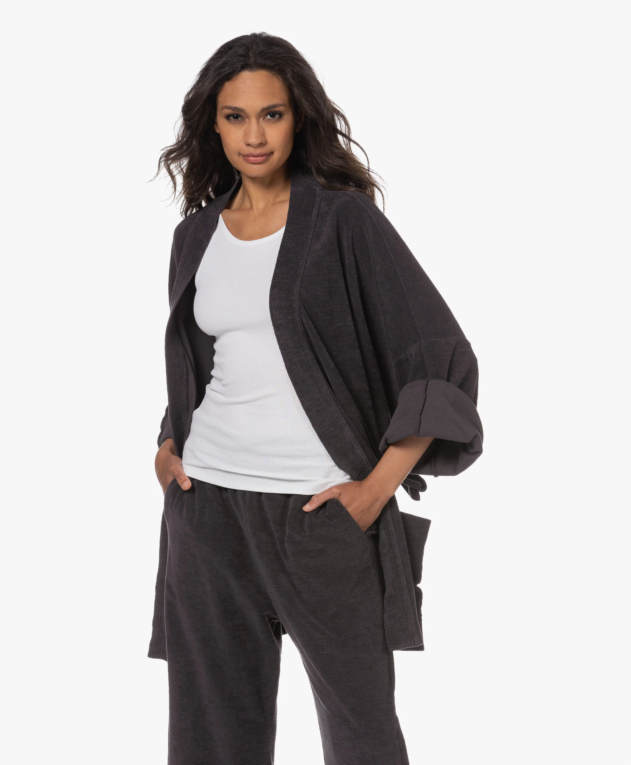 Speezys Amsterdam Badstof Jersey Kimono Jasje - Jet Black 3 Speezys Amsterdam Badstof Jersey Kimono Jasje - Jet Black