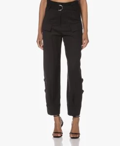 Iro Marita Utility Wollen Twill Broek - Zwart