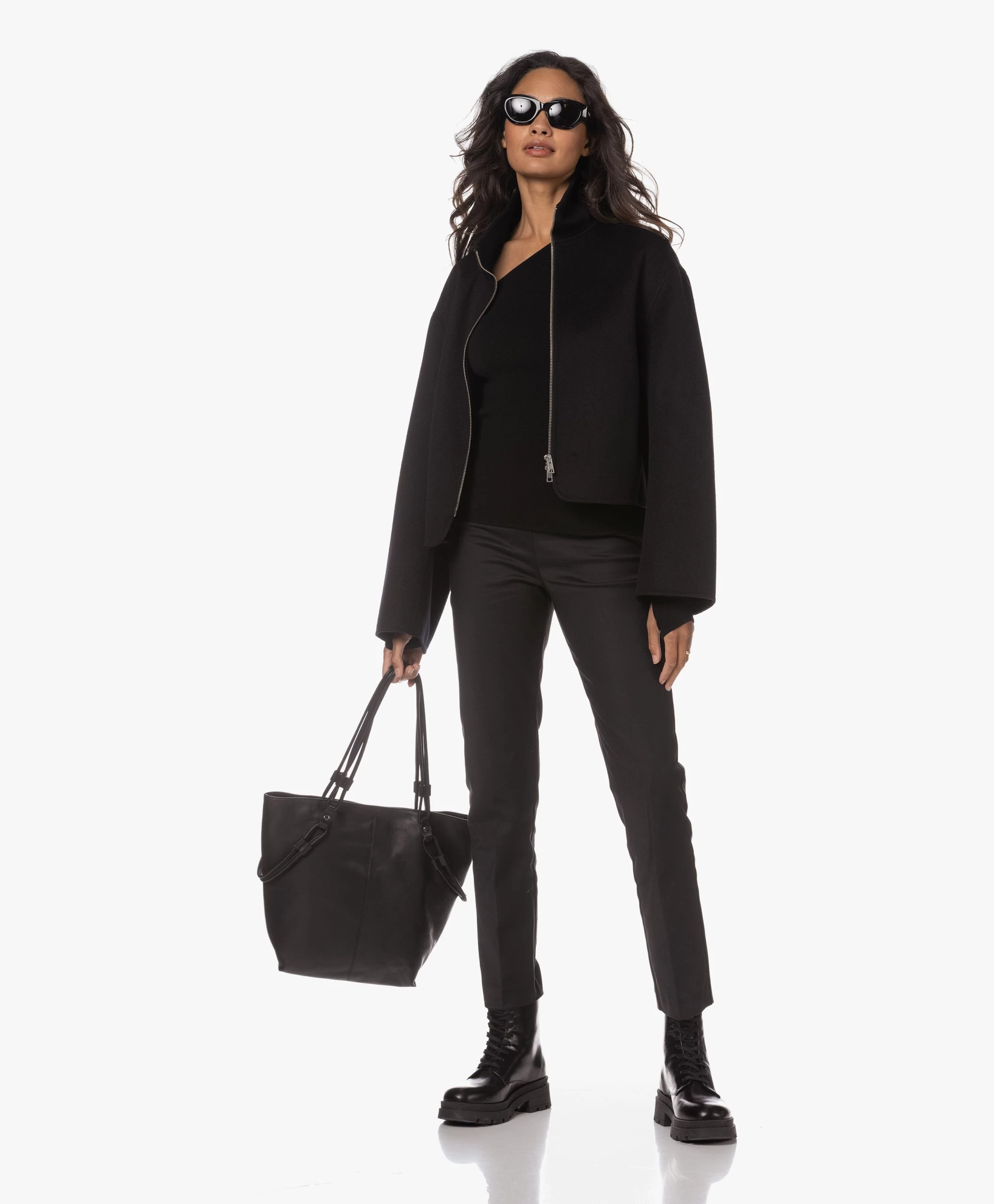 Anine Bing Luc Leren Combat Veterlaarzen - Zwart 8 Anine Bing Luc Leren Combat Veterlaarzen - Zwart - Afbeelding 6