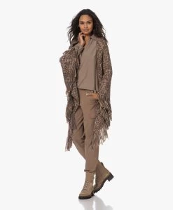 Manos Del Uruguay Merino Wolmix Poncho - Roze/Bruin/Grijs