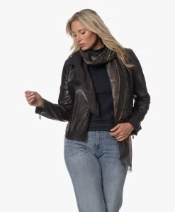 Lasalle Wollen Print Sjaal - Grijsgroen