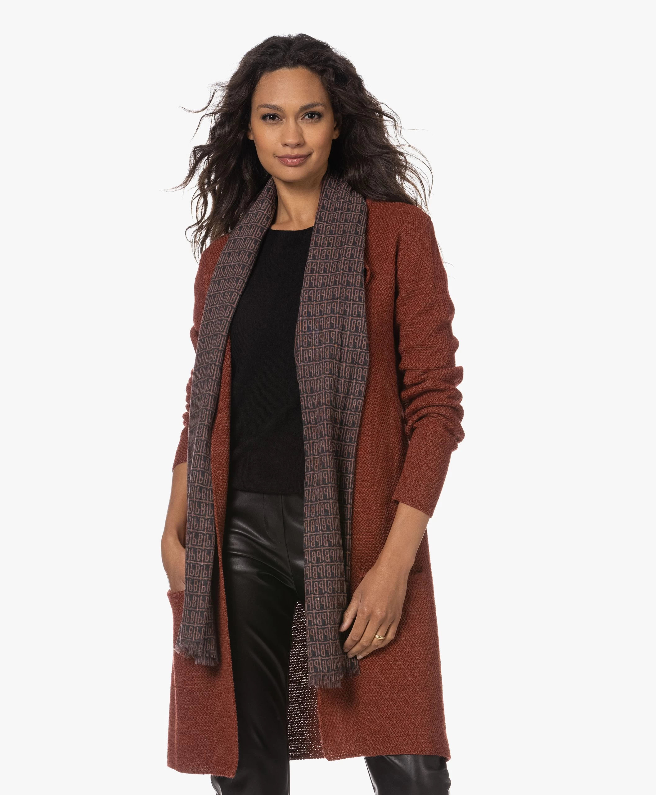 Lasalle Pb. Logo Wol-Zijde Sjaal - Roest/Antraciet 3 Lasalle Pb. Logo Wol-Zijde Sjaal - Roest/Antraciet