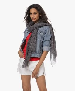 Lasalle Pb. Logo Wol-Zijde Sjaal - Lichtgrijs/Antracietgrijs