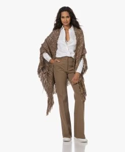 Manos Del Uruguay Merino Wolmix Poncho - Bruin/Camel/Grijs