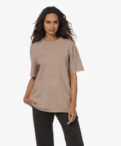 Extreme Cashmere N°64 Lang Gebreid T-Shirt - Zand