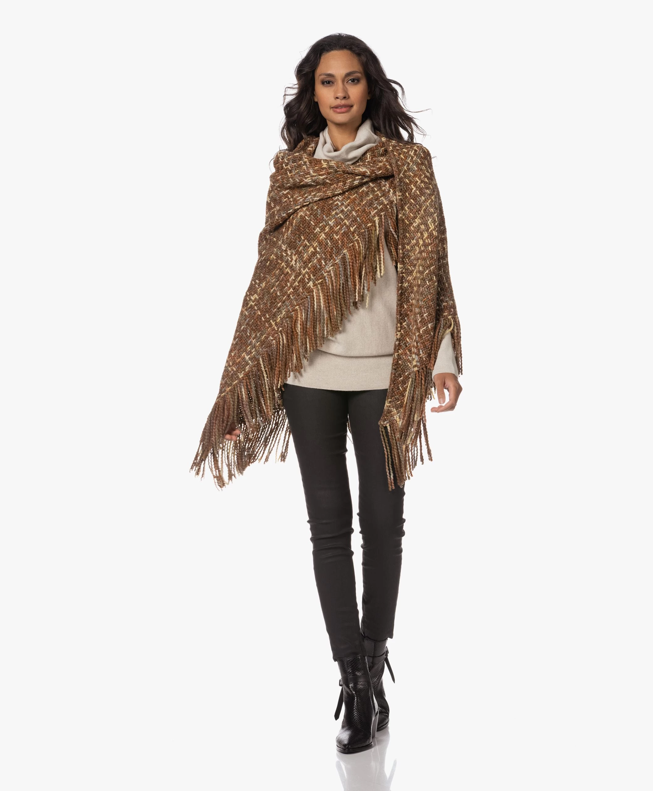 Manos Del Uruguay Merino Wolmix Poncho - Okertinten 3 Manos Del Uruguay Merino Wolmix Poncho - Okertinten