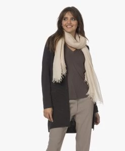 No Man'S Land Crinkle Tencel-Wolmix Sjaal - Champagne