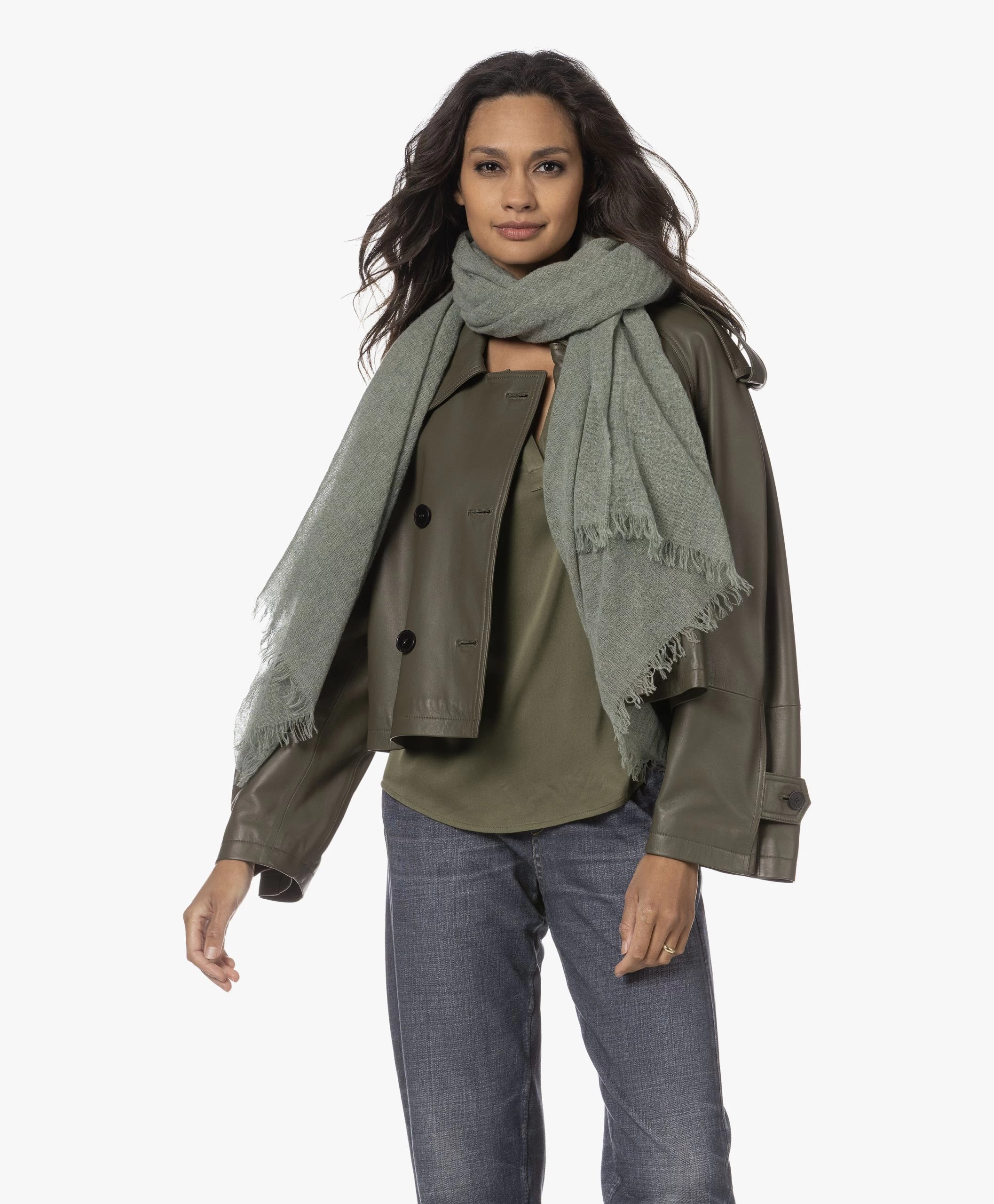 Lasalle Cashmere Pasmina Sjaal - Sage 3 Lasalle Cashmere Pasmina Sjaal - Sage