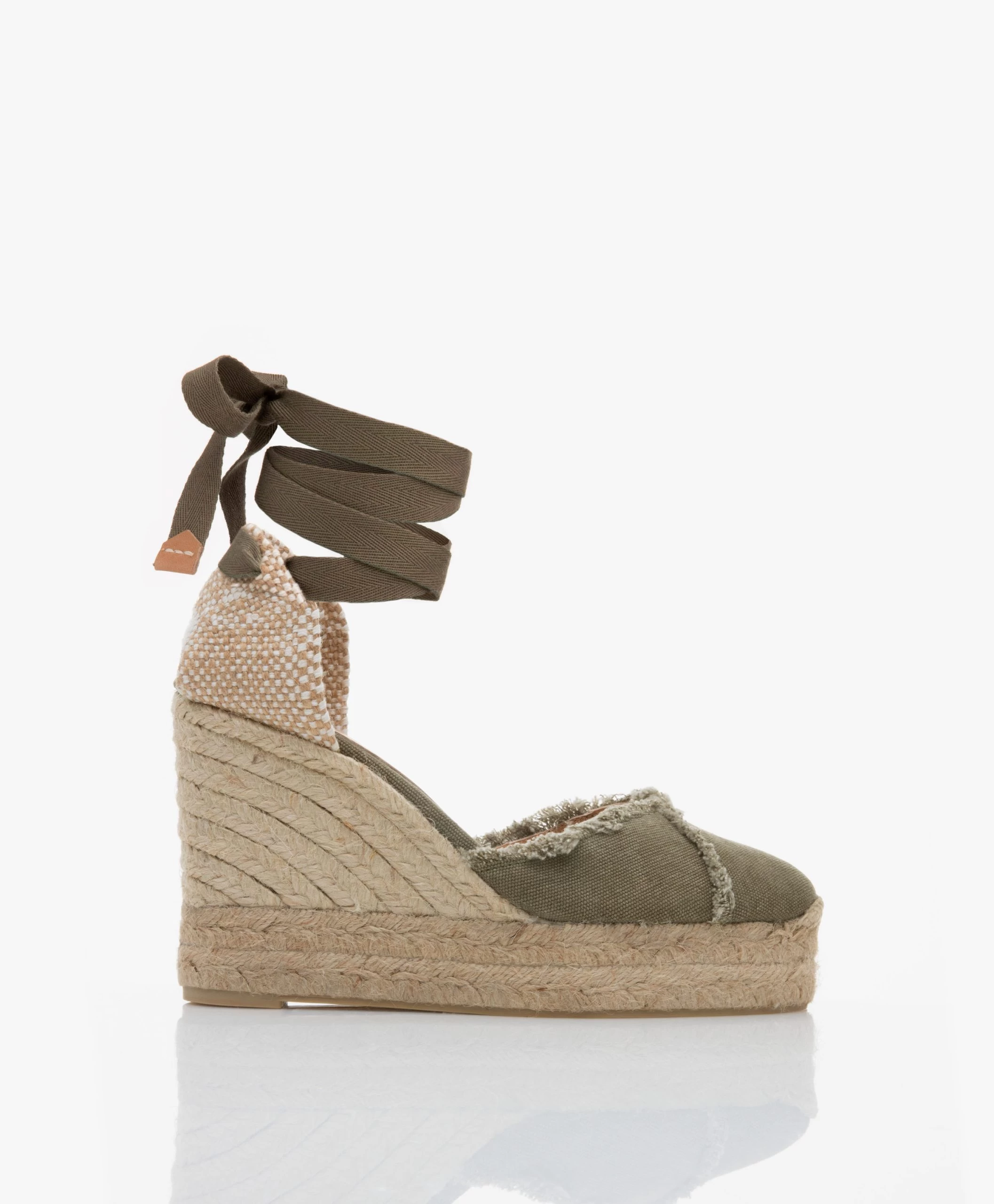 Castañer Clarina Raw Edge Sleehak Espadrilles - Olive 3 Castañer Clarina Raw Edge Sleehak Espadrilles - Olive