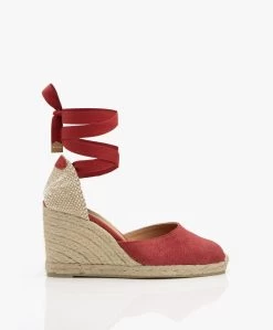 Castañer Carina 10Cm Canvas Sleehak Espadrilles - Karmijnrood