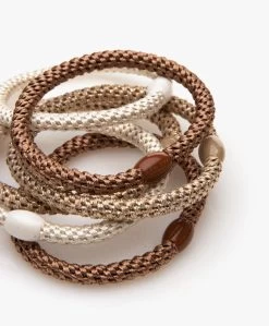 Kknekki By Bon Dep 6 Haarelastiekjes - Nude/Bruin/Off-White