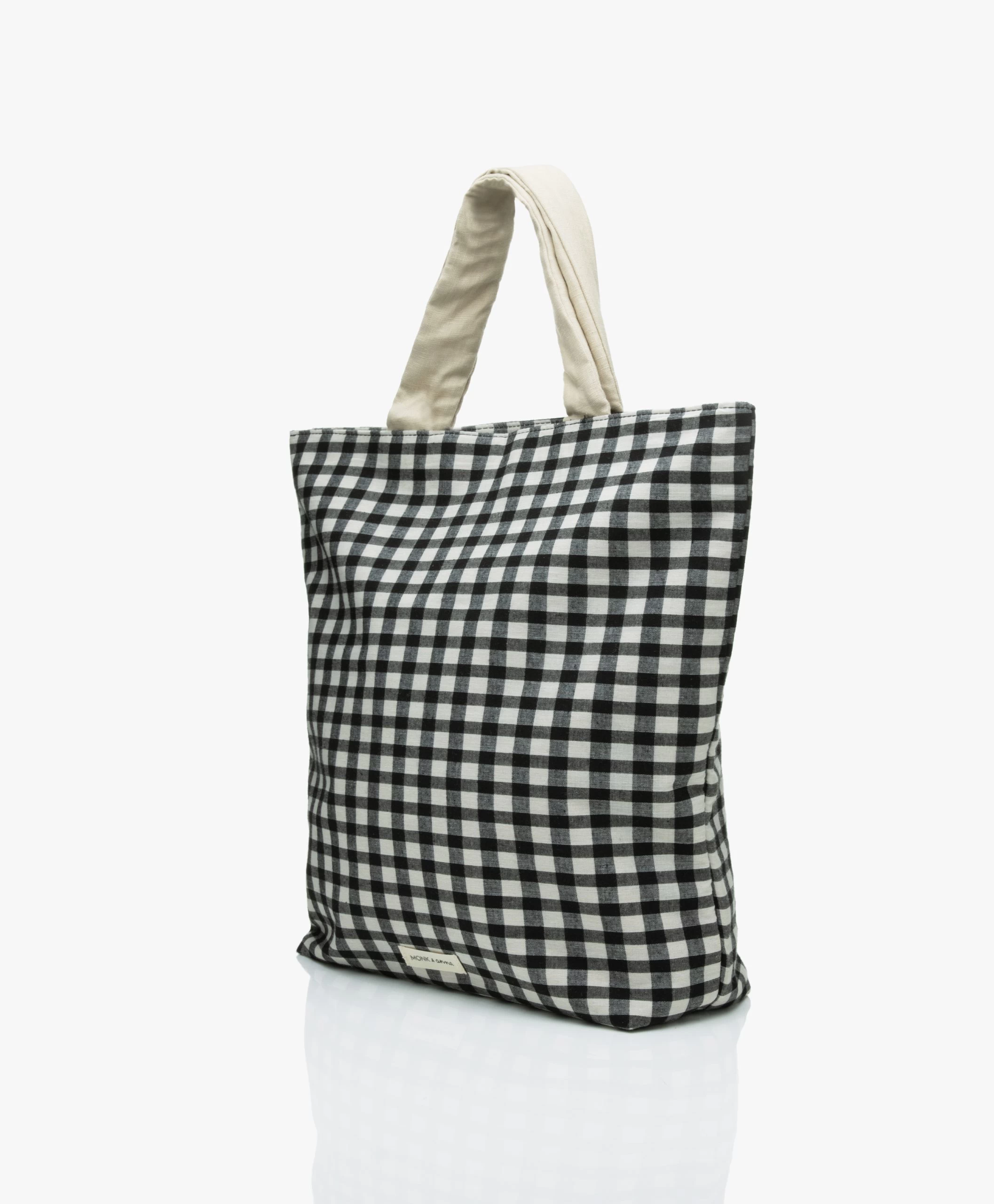 Monk & Anna Baya Geruite Shopper - Zwart/Wit 7 Monk & Anna Baya Geruite Shopper - Zwart/Wit - Afbeelding 5
