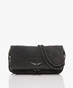 Zadig & Voltaire Rock Suède Schoudertas/Clutch - Blauwgrijs
