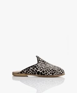Surée Hairy Leren Print Mules - Felidae