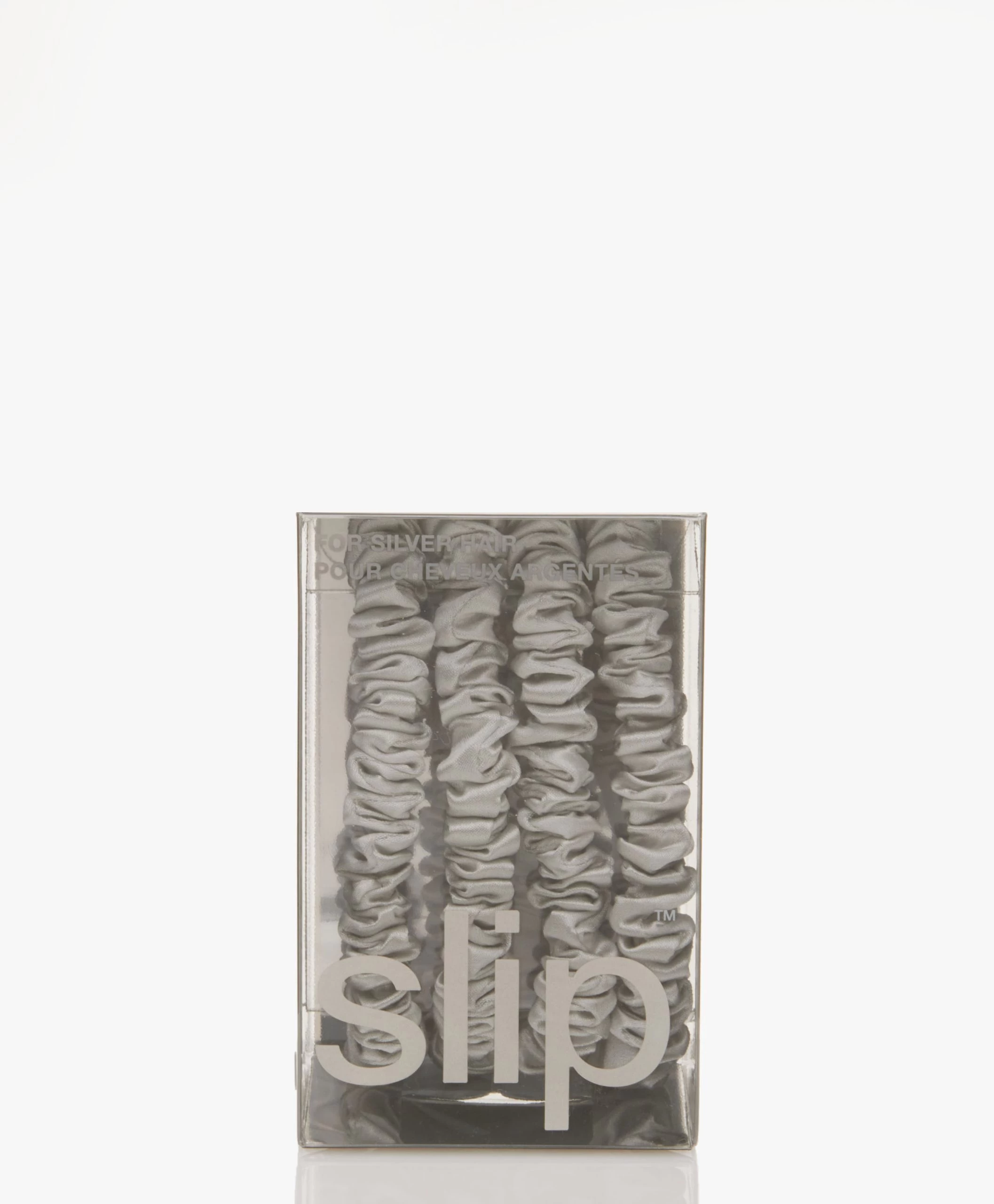 Slip™ 4-Pack Skinnies Zijden Scrunchies - Silver 4 Slip™ 4-Pack Skinnies Zijden Scrunchies - Silver - Afbeelding 2