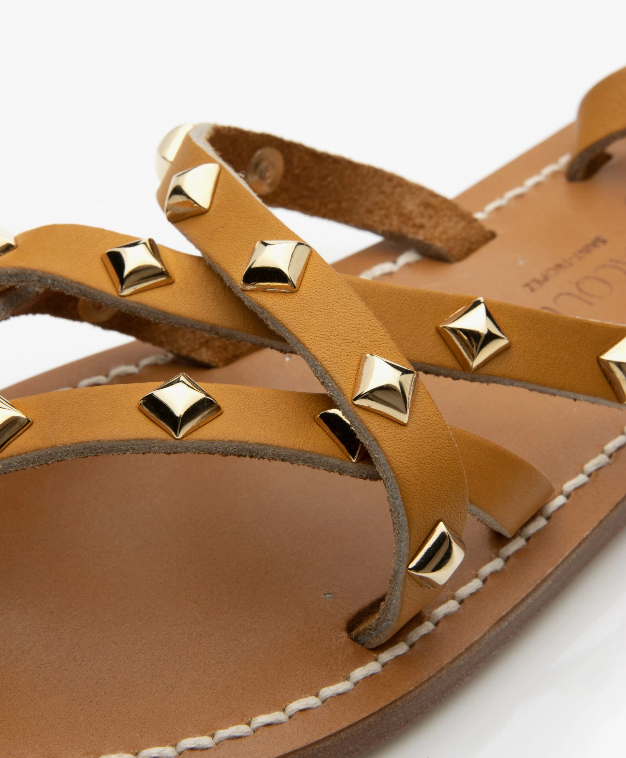 K. Jacques St. Tropez Zenobiepyr Leren Stud Sandalen - Camel 8 K. Jacques St. Tropez Zenobiepyr Leren Stud Sandalen - Camel - Afbeelding 6