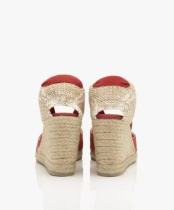 Castañer Carina 10Cm Canvas Sleehak Espadrilles - Karmijnrood -Boetiek Modewinkel 6587fc20 38b8 421c a77f bd38a91e675d 03