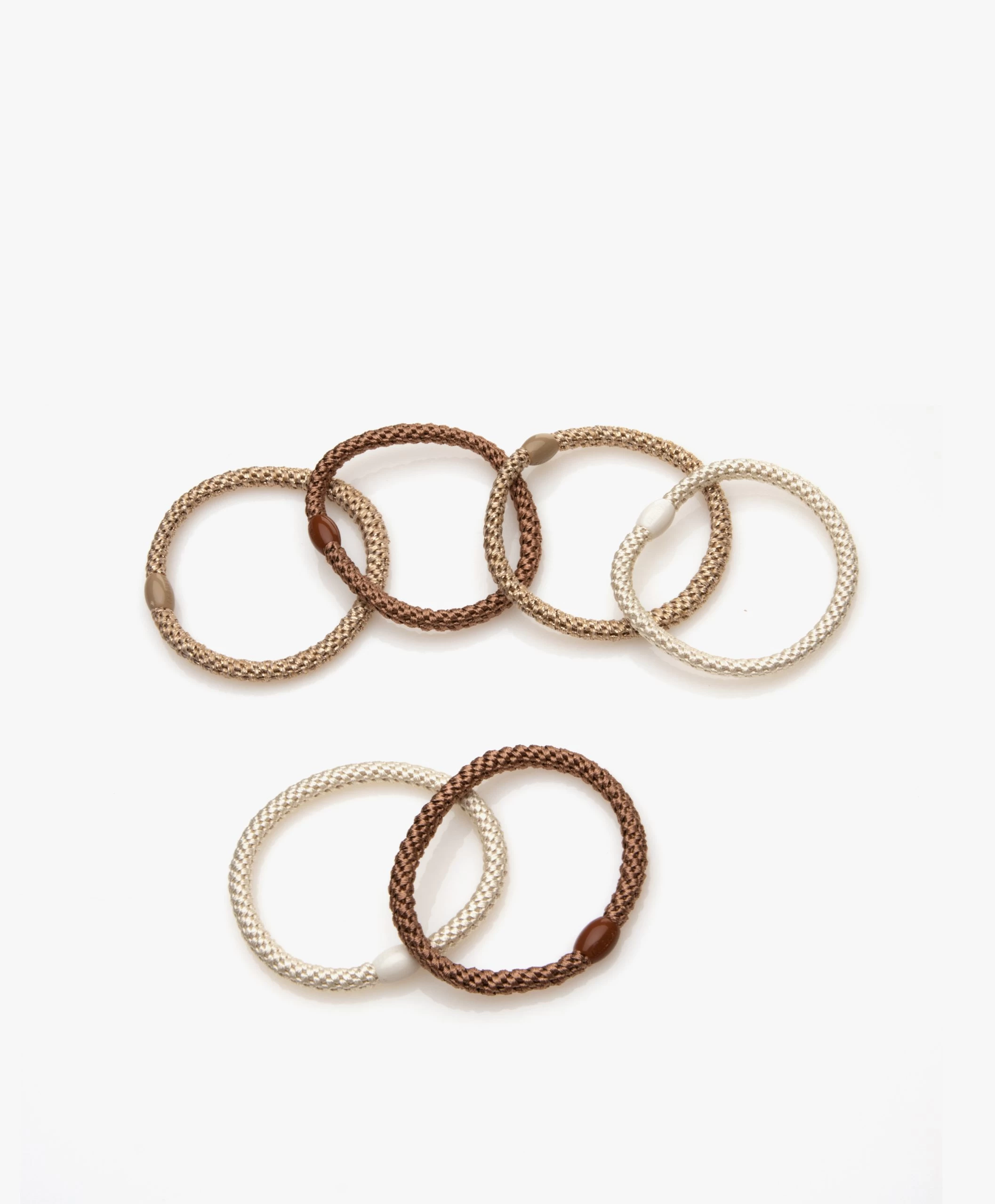 Kknekki By Bon Dep 6 Haarelastiekjes - Nude/Bruin/Off-White 4 Kknekki By Bon Dep 6 Haarelastiekjes - Nude/Bruin/Off-White - Afbeelding 2