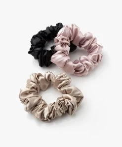 Slipâ„¢ 3-Pack Large Zijden Scrunchies - Zwart/Beige/Roze