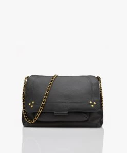 Jérôme Dreyfuss Jerome Dreyfuss Lulu M Leren Schouder/Cross-Body Tas - Zwart/Vintage Goud