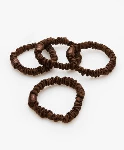 Slipâ„¢ 4-Pack Skinnies Zijden Scrunchies - Donkerbruin