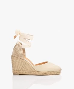 Castañer Carina 10Cm Canvas Sleehak Espadrilles - Ivoor