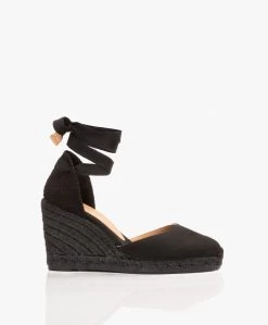 Castañer Carina 10Cm Canvas Sleehak Espadrilles - Zwart