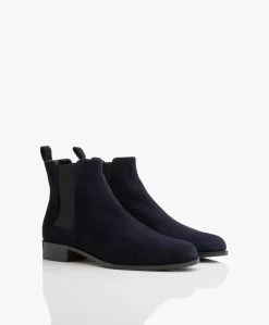 Panara Chelsea Suède Leren Laarzen - Donkerblauw -Boetiek Modewinkel Panara Chelsea Sude Leren Laarzen Donkerblauw 03