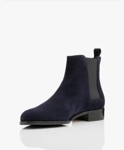 Panara Chelsea Suède Leren Laarzen - Donkerblauw -Boetiek Modewinkel Panara Chelsea Sude Leren Laarzen Donkerblauw 05