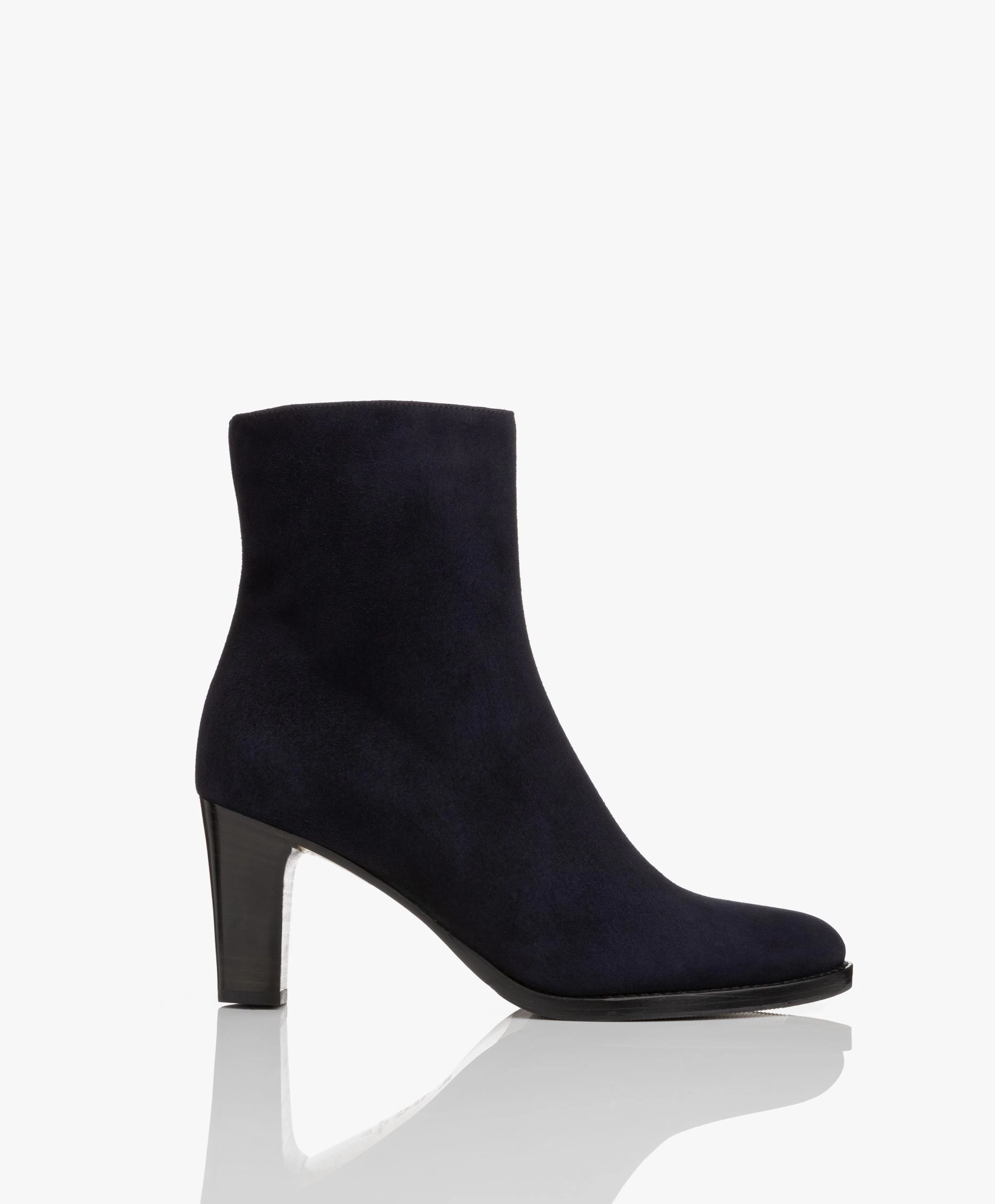 Panara Suède Enkellaars Met Hak - Donkerblauw 3 Panara Suède Enkellaars Met Hak - Donkerblauw